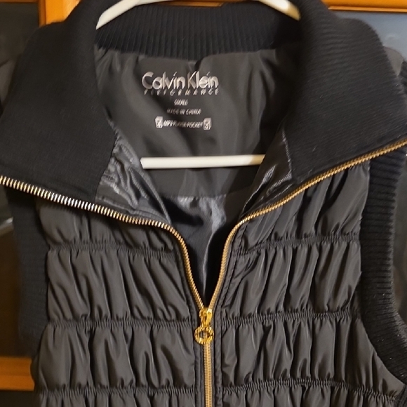 Calvin Klein Performance Women's Black Puffer Vest with Gold Accents - Picture 7 of 8